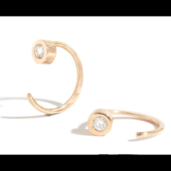 Melissa Joy Manning 14K Gold Diamond Hug Earrings Flush Set Delicate Mini Hoops - Picture 1 of 15